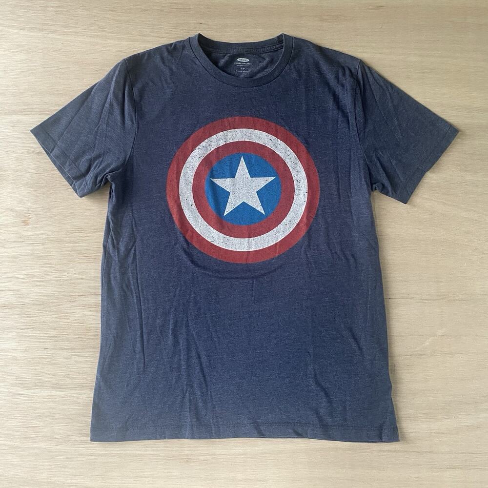 Old Navy Colectibilitees Men's Heathered Blue Captain America T-Shirt Size S